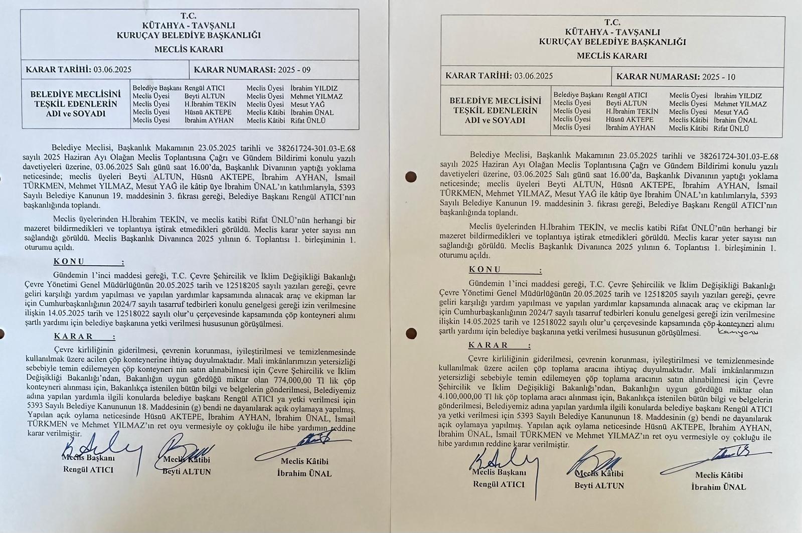 2025 Yılı Haziran Ayı Meclis Toplantısına Ait  Gündem Kararları